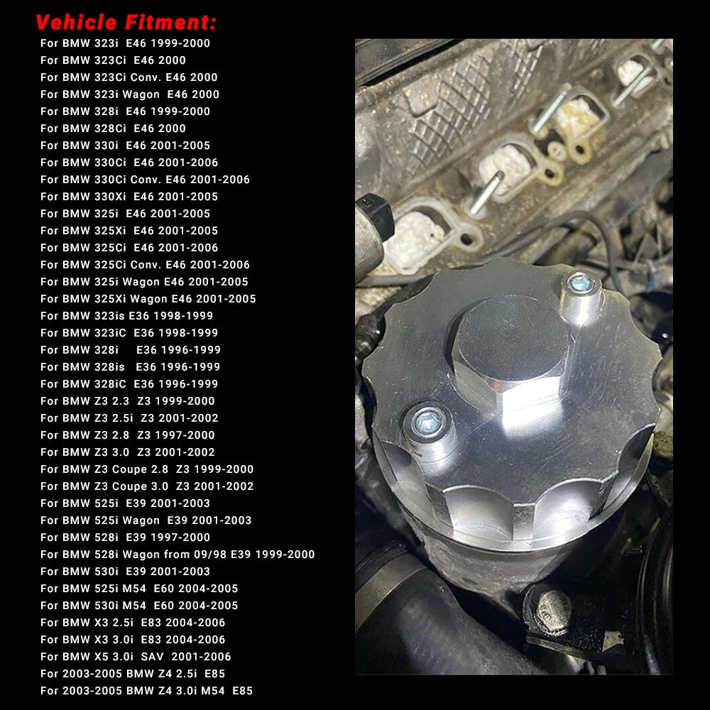 Aluminum Adapter Cover Cap for Oil Filter Housing For BMW 323 E36 323i/328i E39 523i/528i E46 328