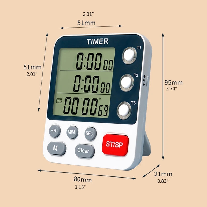 Digital Timer 3 Channels Count UP/Down Timer